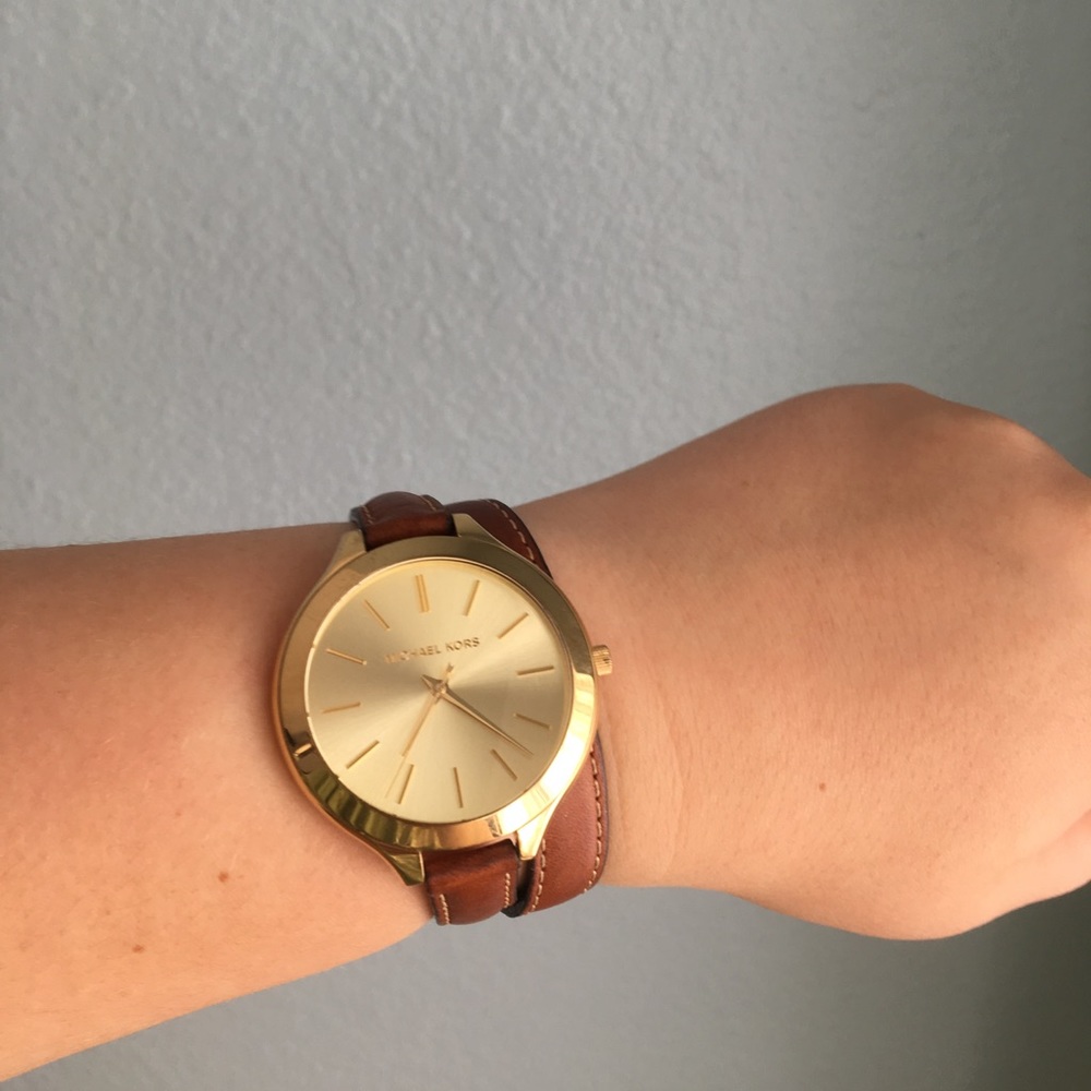Michael Kors Runway Double-Wrap Leather Watch